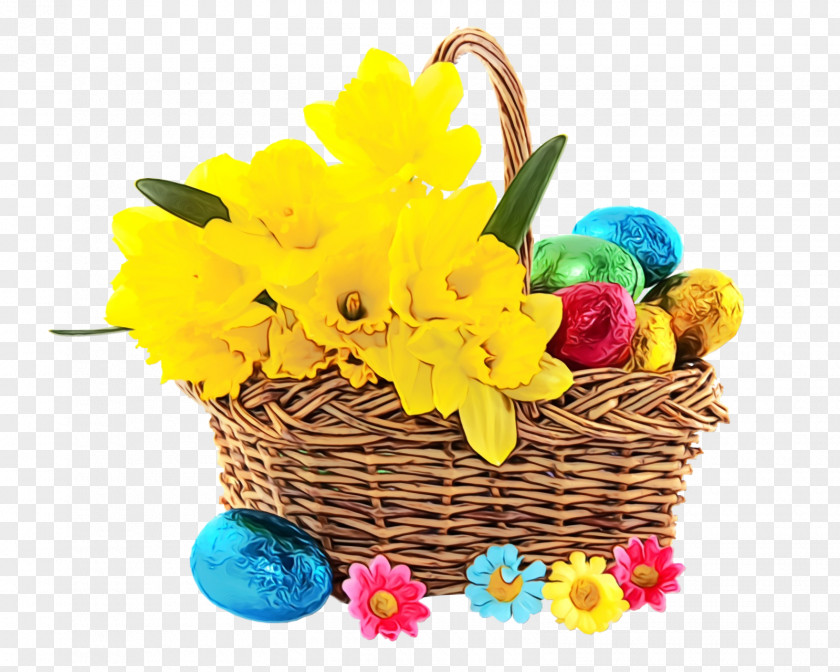 Yellow Gift Basket Easter Wicker Mishloach Manot PNG