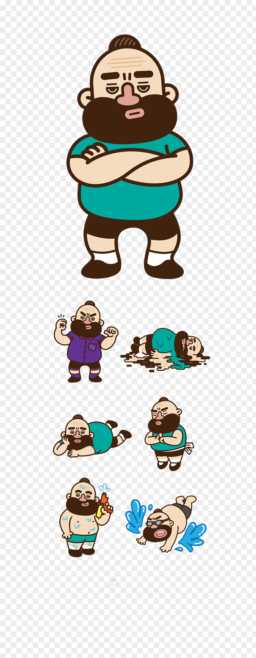 Flat Beard Cartoon Clip Art PNG