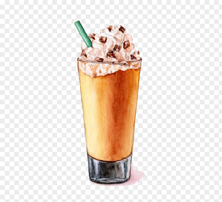 Ice Cream Milkshake Frappxe9 Coffee Iced PNG cream coffee coffee, Watercolor jelly shake illustration clipart PNG