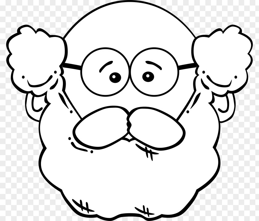 White-bearded Grandfather Man Mask Coloring Book Clip Art PNG