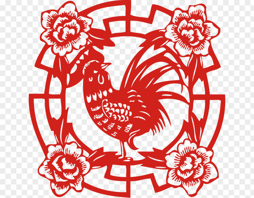 Chinese New Year Paper Cutting Year's Day Chicken Papercutting PNG