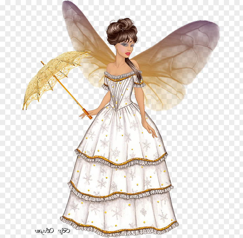 Fairy Costume Design White Figurine Wedding Dress PNG