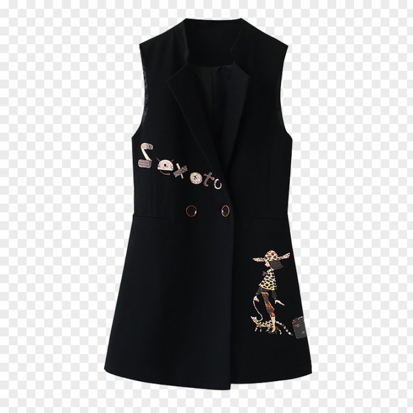 Black Sleeveless Suit Sleeve Dress Top PNG