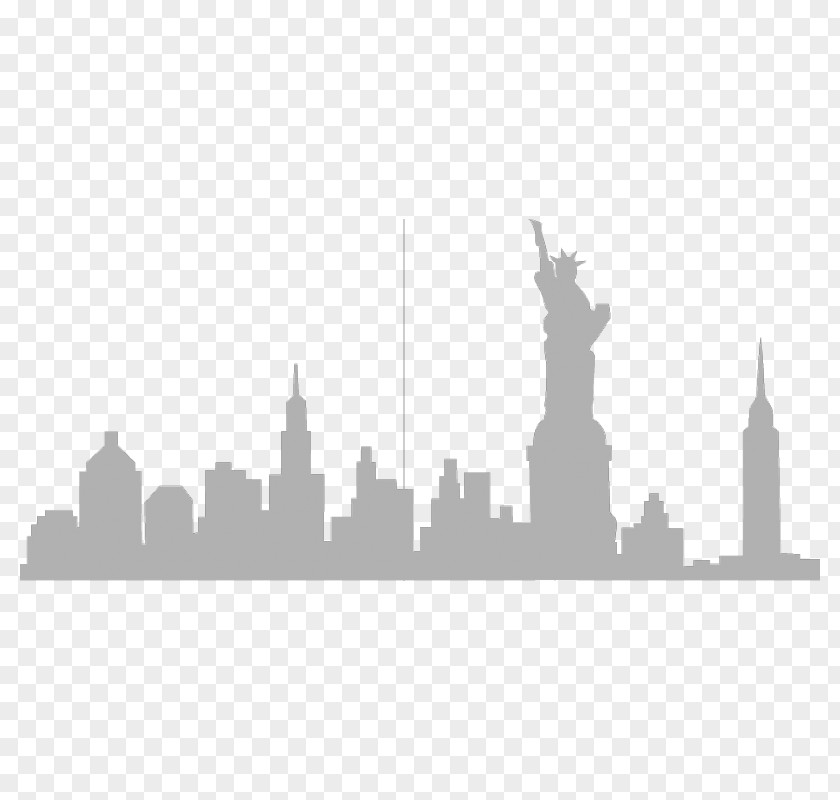 City Landscape New York Skyline Silhouette Wall Decal Clip Art PNG