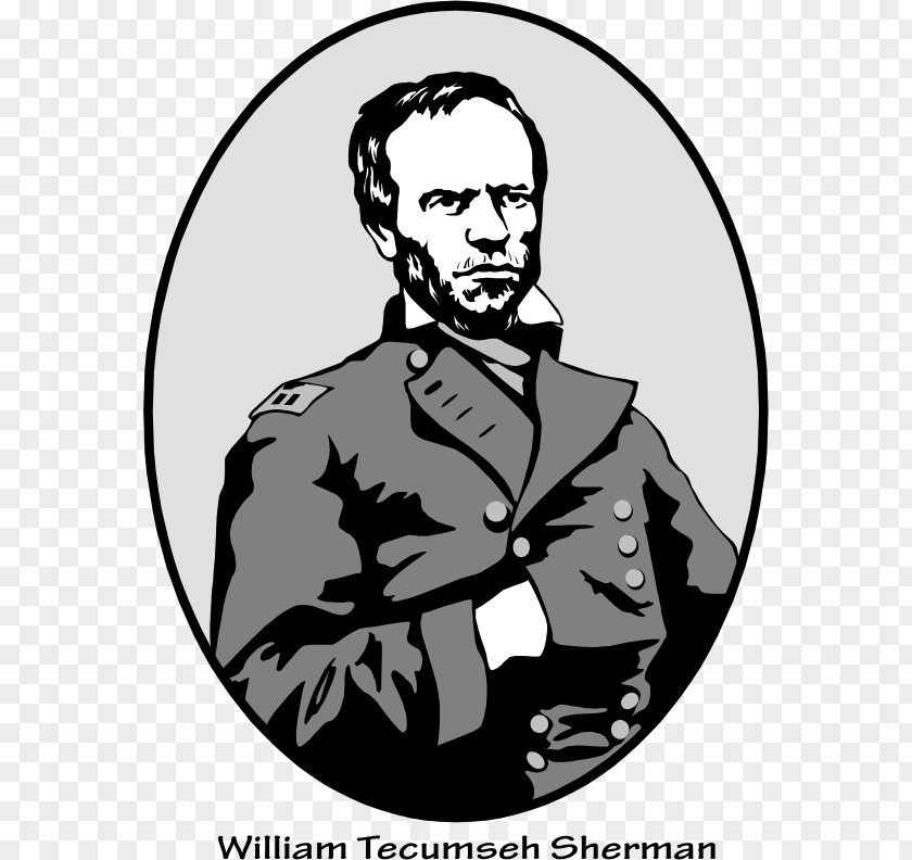 United States William Tecumseh Sherman Line Art Clip PNG