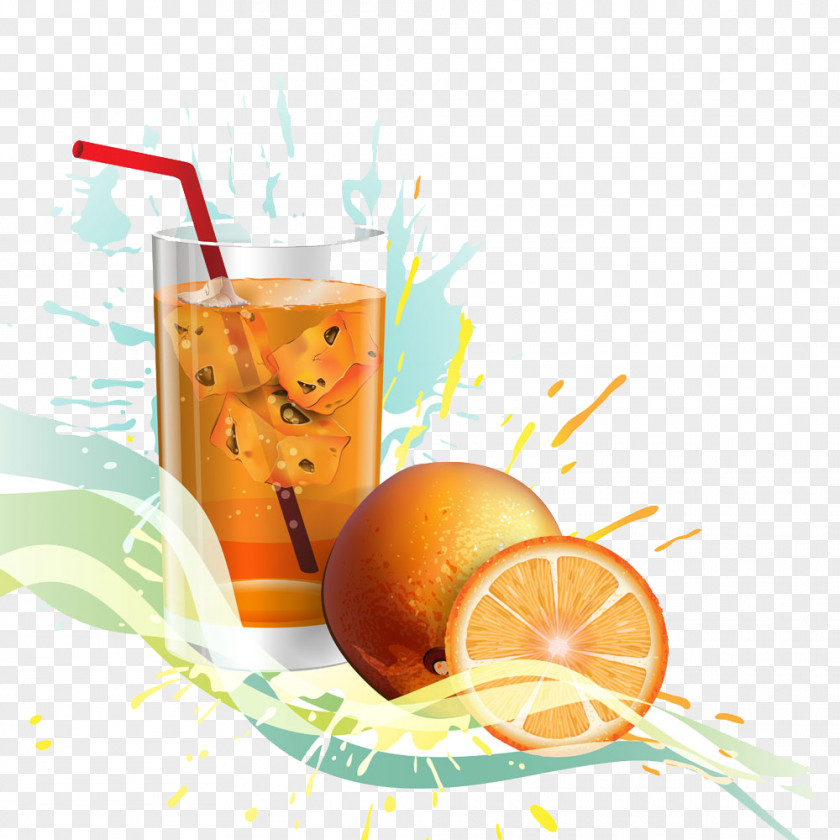 Oranges And Glass Orange Juice PNG