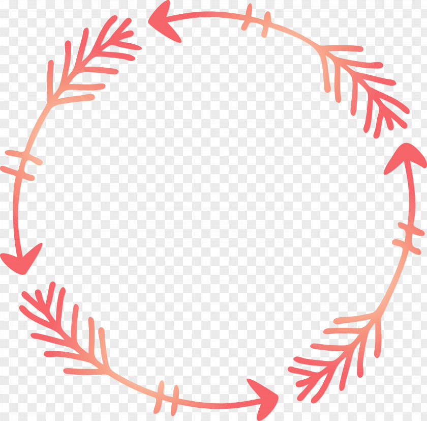 Red Circle Line Wreath PNG