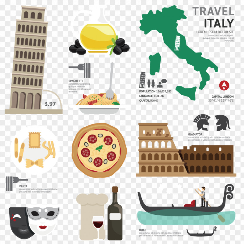 Landmarks Italy Royalty-free Vector Map PNG