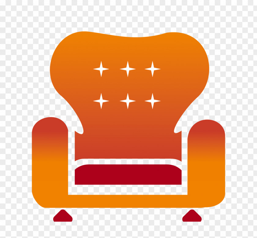Orange Flat Seat Table Chair Furniture Couch PNG