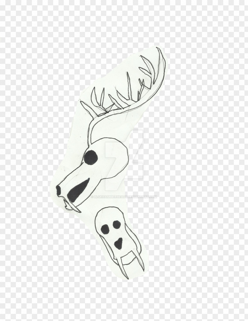 Paper-cut Bell Deer Skull Wendigo Antler Mouth PNG