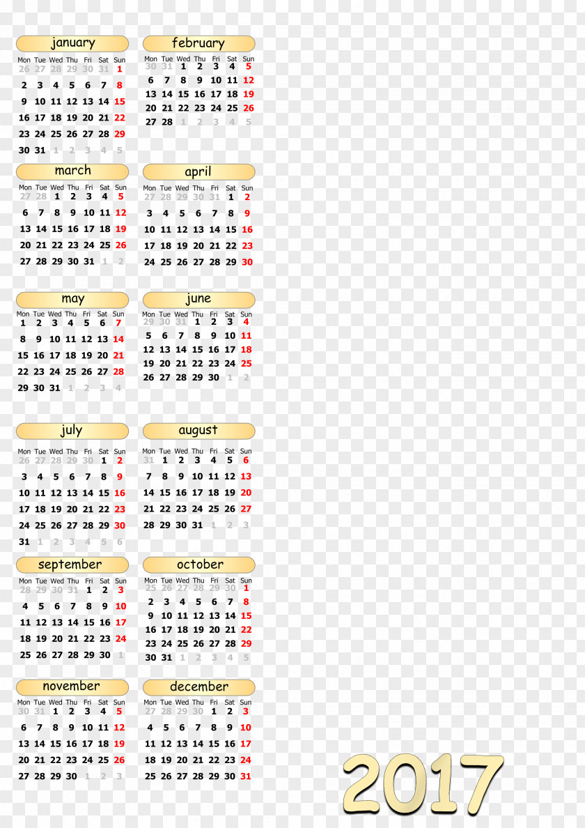 English Calendar PNG