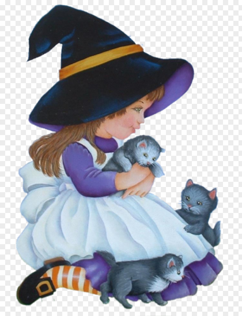 Little Witch Cat Halloween Witchcraft Meta Networks Ltd. Purple PNG