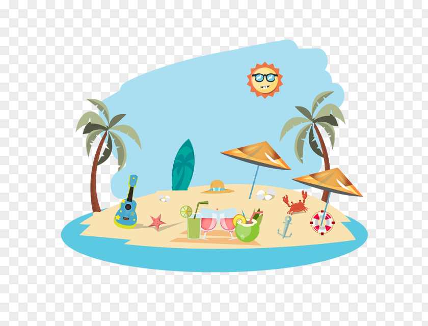 Summer Beach Elements Vector Graphics Illustration Clip Art Image Cartoon PNG