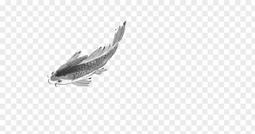 Ink Fish Bird Graphic Design Black And White PNG