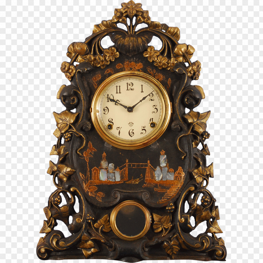 Antique Mantel Clock Fireplace Bracket PNG