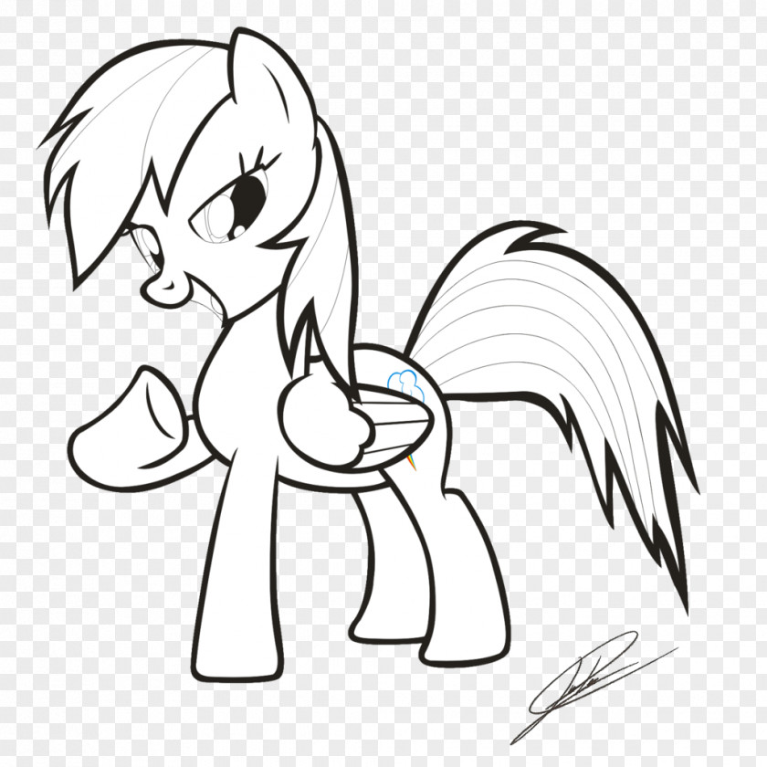 Black And White Rainbow Dash Pony Line Art Sketch PNG