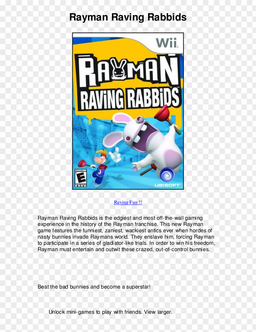 Raving Rabbids Rayman 2 Wii Xbox 360 PNG