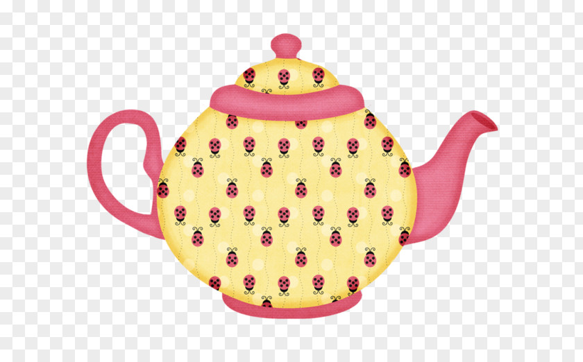 Hand-painted Ladybug Pattern Teapot Drawing Kitchen PNG