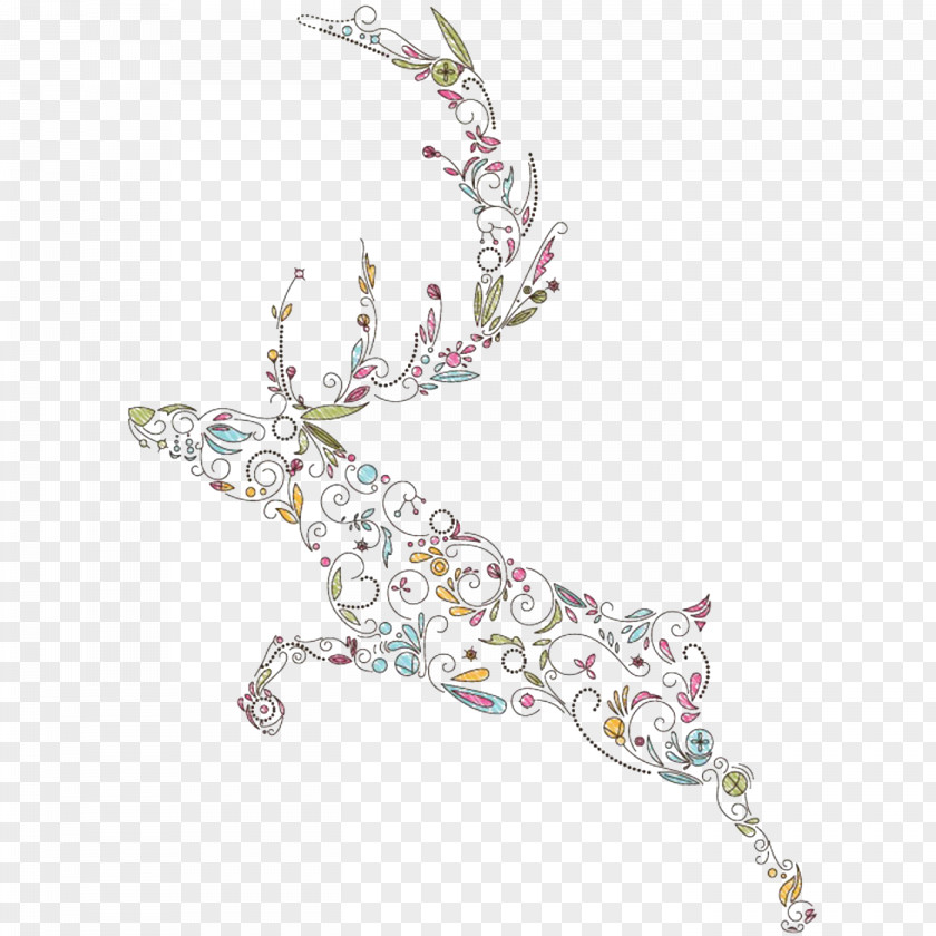 Decorative Pattern Creative Deer Picture Material Reindeer Illustration PNG