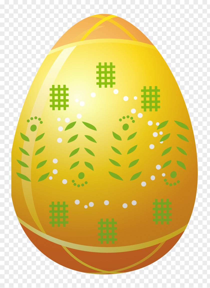 Easter Yellow Egg With Decoration Clipart Picture Orange Sphere Font PNG