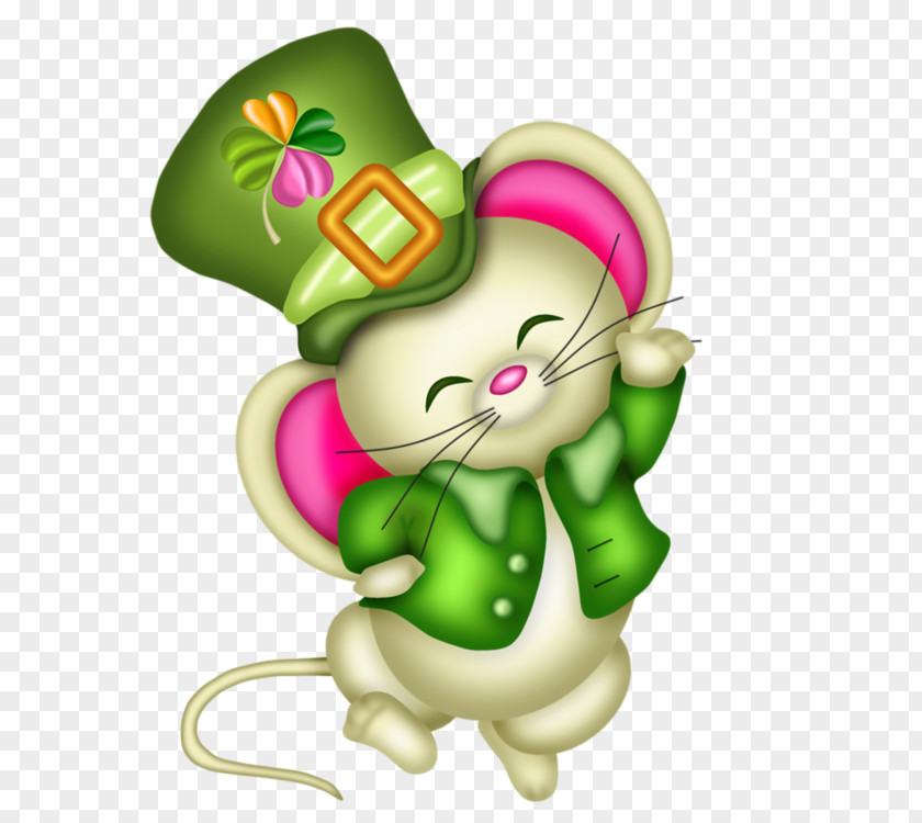 Cute Cartoon Mouse Ireland Saint Patricks Day Clip Art PNG