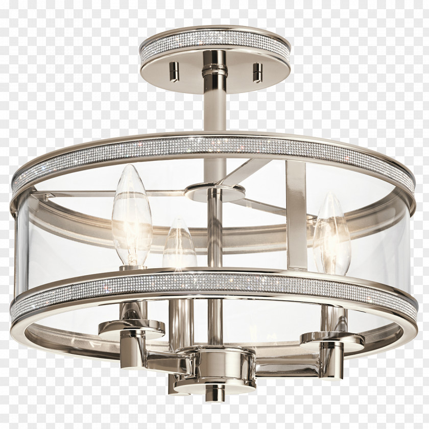 Fancy Ceiling Lamp Lighting Light Fixture Incandescent Bulb Kichler PNG
