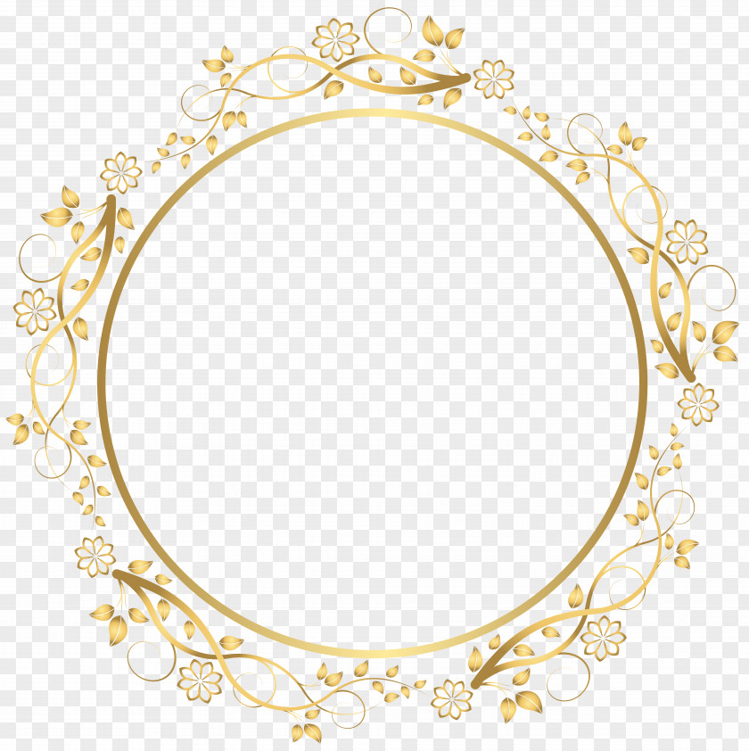 Gold Round Floral Border Transparent Clip Art Image Picture Frame PNG