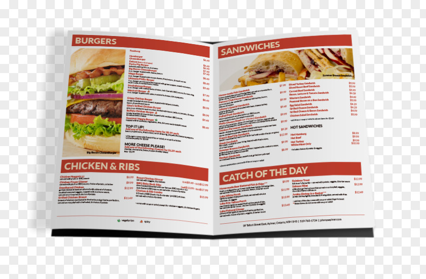 Menu Restaurant Recipe Brochure PNG