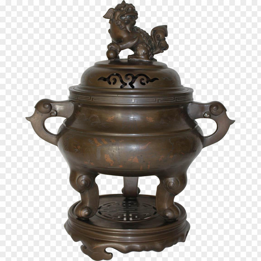 Brass Bronze Inlay Censer China PNG