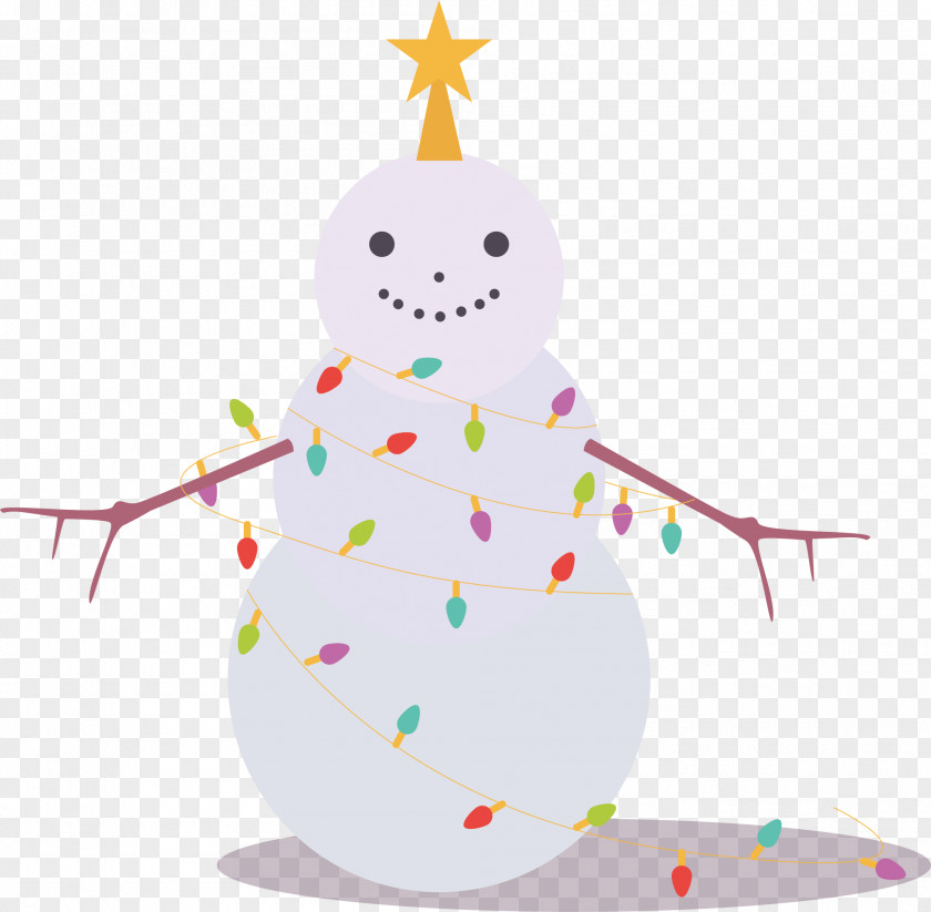 Vector Hand-painted Lantern Snowman Drawing PNG