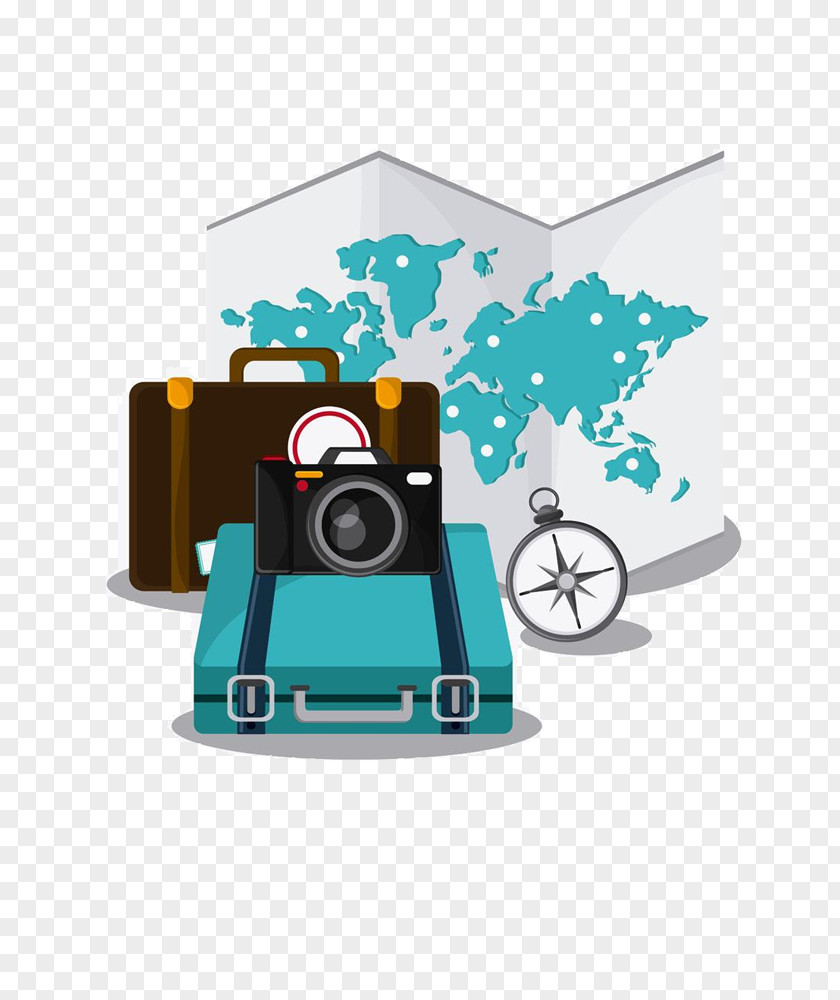 Camera White Luggage Cartoon Free To Pull Baggage Suitcase PNG