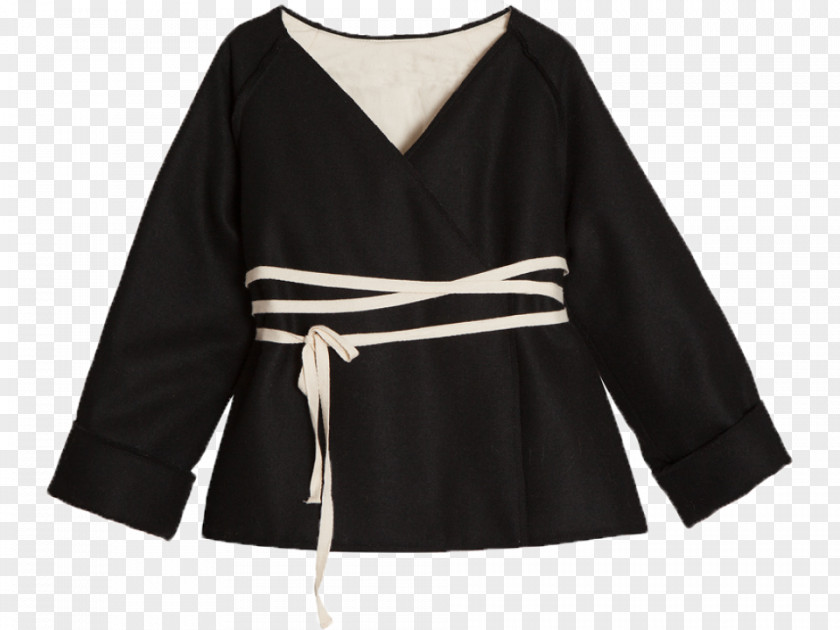 Creative Little Raccoon Robe Sleeve Blouse Neck Black M PNG