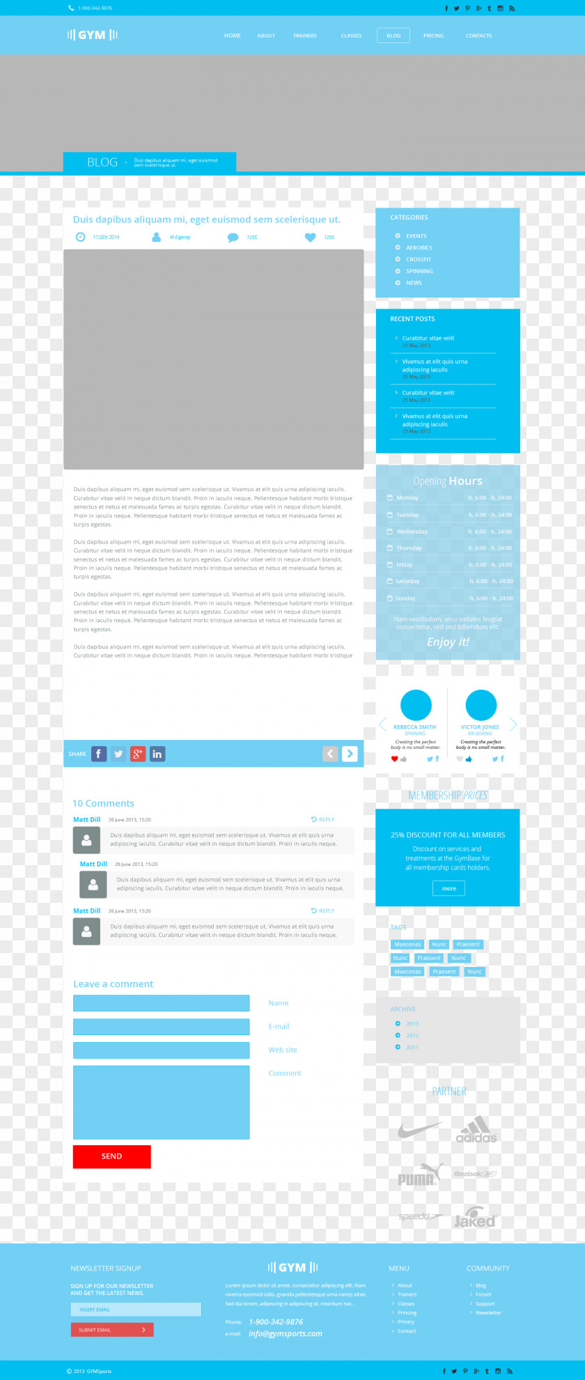 Personal Blog UI Design Responsive Web Page Template PNG