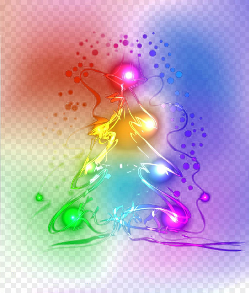 Color Abstract Christmas Tree Light Illustration PNG