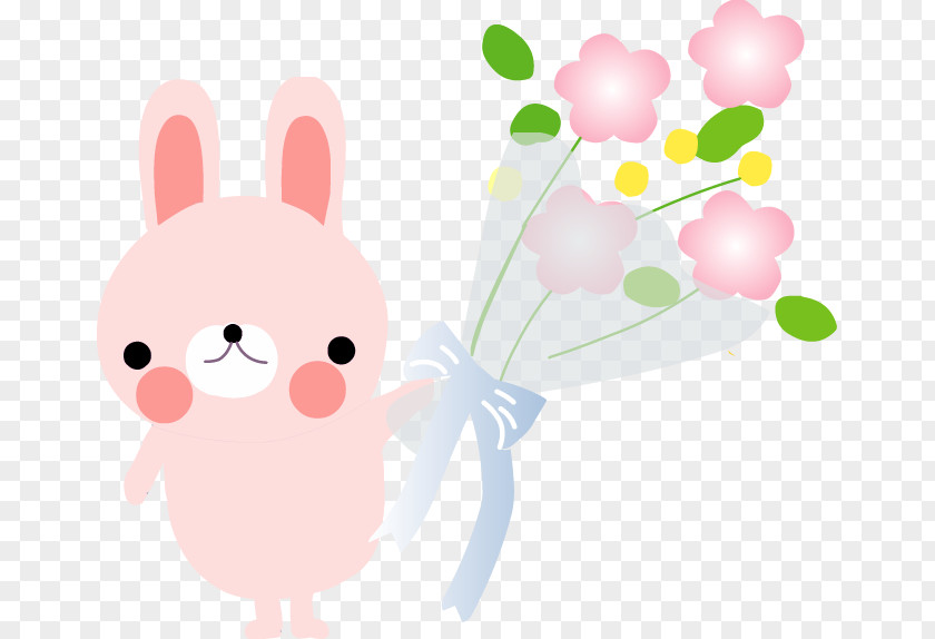 Pink Bunny Cartoon Decorative Material Nosegay Flower Preservation Wedding Anniversary PNG