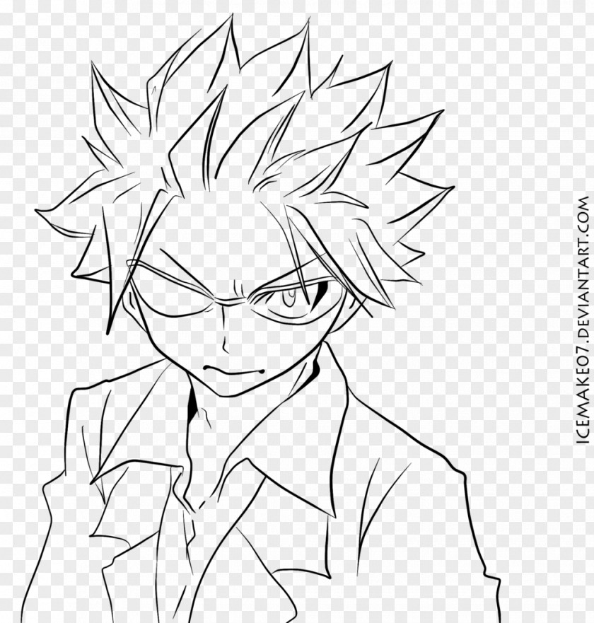 Draw Natsu Dragneel Line Art Drawing PNG