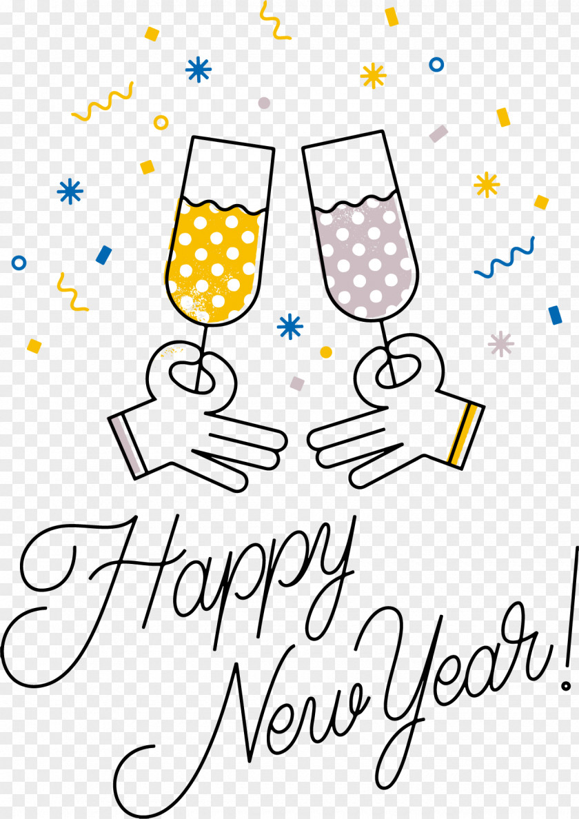 Happy New Year Champagne Glasses Years Day Euclidean Vector PNG