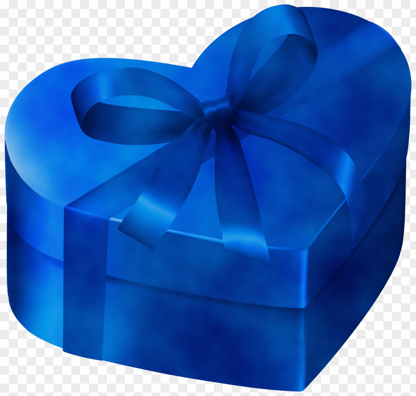 Heart Present Blue Ribbon Cobalt Turquoise Gift Wrapping PNG