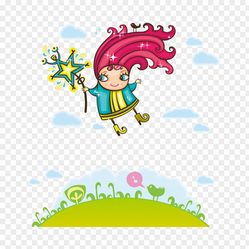 Vector Cartoon Little Magic Fairy Calendar Clip Art PNG