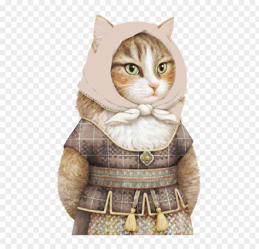 Medieval Women Costume Cat Kitten Dog Clothing Illustration PNG