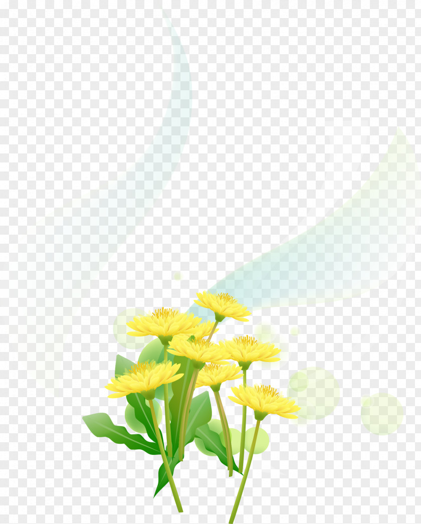 Yellow Chrysanthemum Decorative Patterns Vector Material Wallpaper PNG