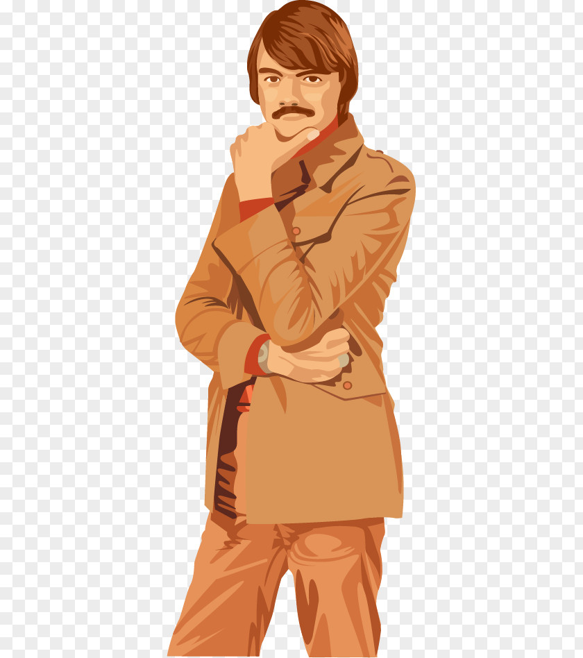 Vector Painted Contemplative Man PNG