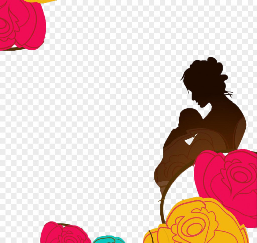 Happy Mothers' Day Silhouette Illustration PNG