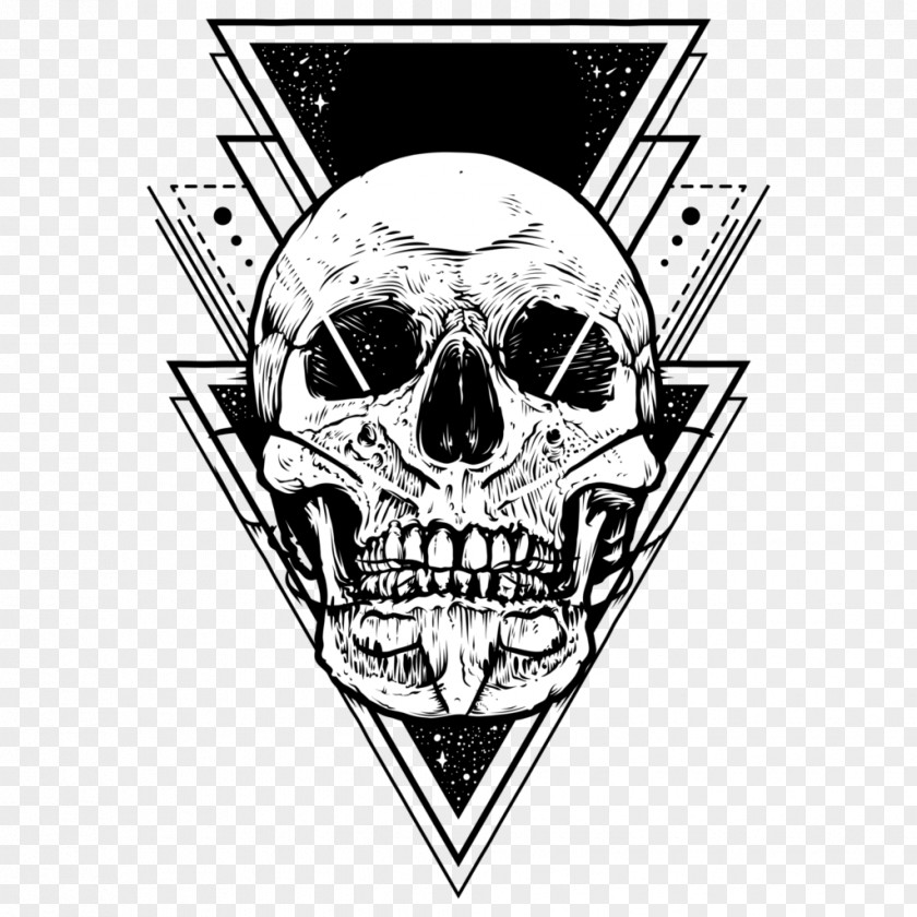 Tshirt Blackandwhite Skull Art PNG