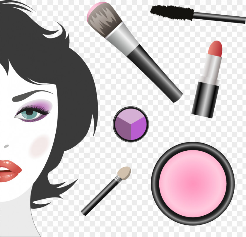 Vector Hand-painted Makeup Cosmetics Face Make-up Artist Illustration PNG