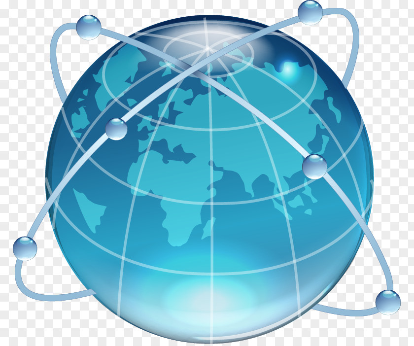 Hand-painted Blue Earth Line Pattern World Wide Web Internet Website Clip Art PNG
