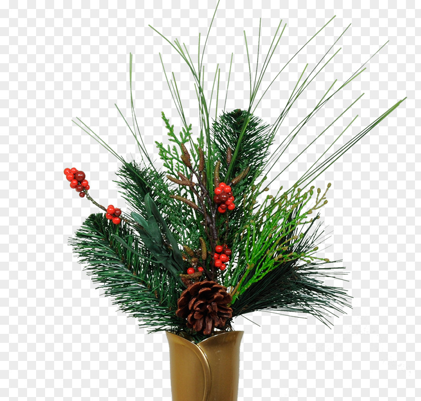 Vase Pine Floral Design Bud Christmas PNG