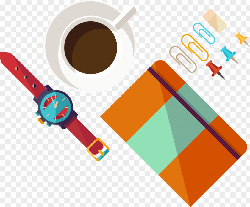Hand Drawn Books Pattern Coffee Watches Laptop Notebook PNG