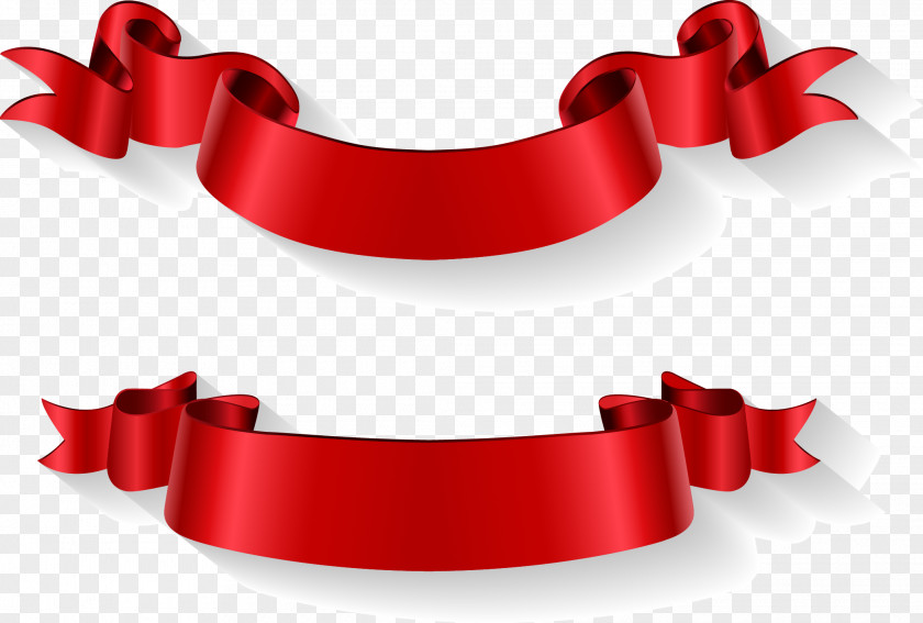 Vector Hand Painted Red Banner Ribbon PNG