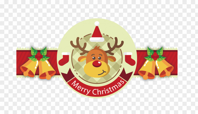 Vector Hand-drawn Cartoon Moose Tag Bell Christmas Decoration Tree Clip Art PNG